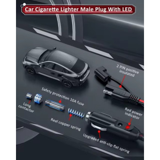 Nabíječka do cigaretové zástrčky u auta s konektorem SAE a vypínačem 3m