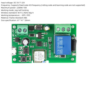 WiFi spínač Sonoff 5V/7-32V RF