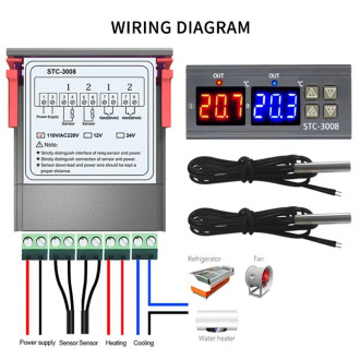 Duální digitální termostat STC-3008 AC230V -55 - 120°C