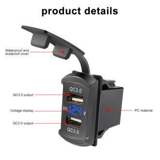USB zásuvka voltmetr QC3.0 vodě-odolná