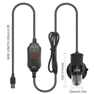 USB mini topení do akvária s nastavením teploty 18-34°C 10W