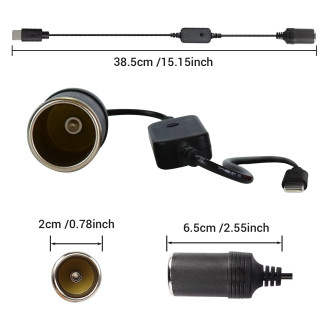 USB-C Port 5V na 9V 12V 15V 20V konvertor do autozapalovače
