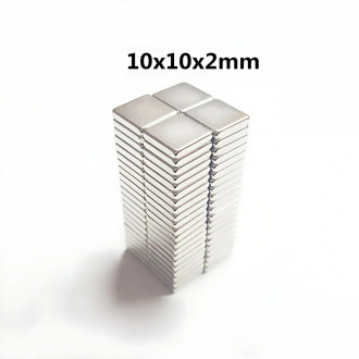 10 kusů Neodymový magnet 10 x 10 x 2 mm