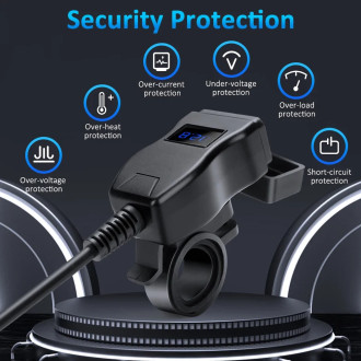 USB-C nabíječka na motorku, vypínač, voltmetr, rychlé nabíjení