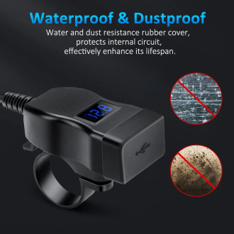 USB-C nabíječka na motorku, vypínač, voltmetr, rychlé nabíjení