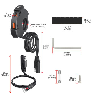 Nabíječka USB-C USB QC 18W na motorku uchycení na řidítka