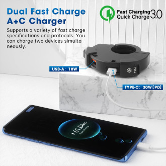 Nabíječka USB-C USB QC 18W na motorku uchycení na řidítka