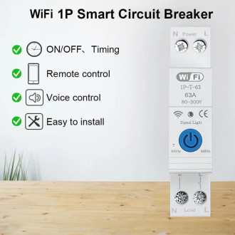 Wifi relé stykač na DIN lištu TUYA - 63A