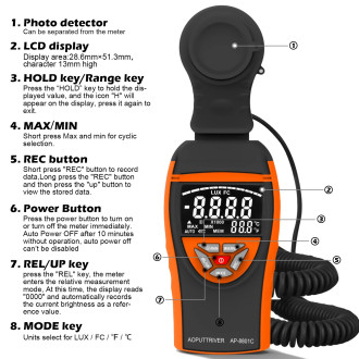 8801C Digitální Luxmetr – Měřič osvětlení