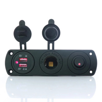 2X USB nabíječka, CL auto-zásuvka a vypínač do panelu