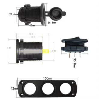 2X USB nabíječka, CL auto-zásuvka a vypínač do panelu