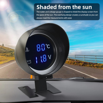 2v1 Měřič teploty vody a napětí, voltmetr a teploměr pro auto motocykl