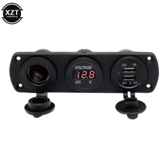 Panel s voltmetr duální USB cigaretová zásuvka
