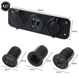 Panel s voltmetr duální USB cigaretová zásuvka