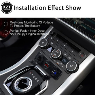 Panel s voltmetr duální USB cigaretová zásuvka