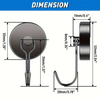 Neodymový magnetický otočný háček černý XL 32mm