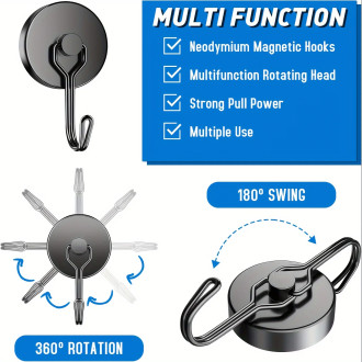 Neodymový magnetický otočný háček černý XL 32mm