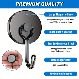 Neodymový magnetický otočný háček černý XL 32mm