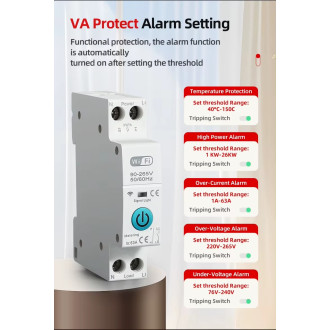 Wifi relé stykač na DIN lištu TUYA - 63A