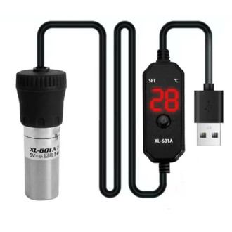 USB mini topení do akvária s nastavením teploty 18-34°C 25W