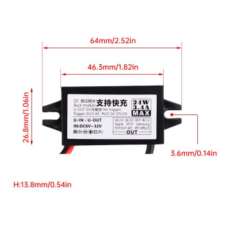USB-C Měnič napětí 12V na 5V 3,4A