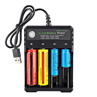 USB nabíječka 18650 – 4 sloty, 3,7 V Li-ion akumulátory