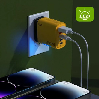 Rychlonabíječka do sítě 2x USB QC3.0, 3x USB-C PD s LED
