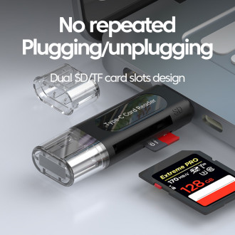 Multifunkční čtečka karet 4v1 USB Type-C (SD / TF) + USB 2.0