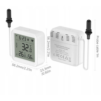 LCD Tuya WIFI senzor teploty a vlhkosti s externím čidlem do akvária T08