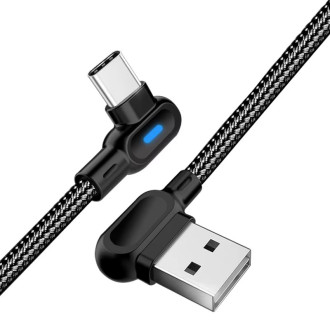 USB-C datový a nabíjecí kabel s LED podsvícením – 1 m, černý