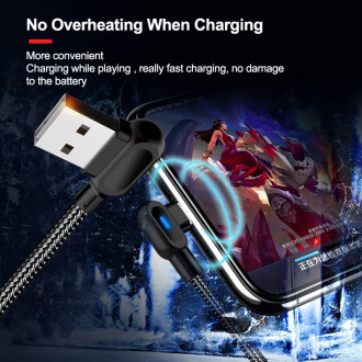 USB-C datový a nabíjecí kabel s LED podsvícením – 1 m, černý