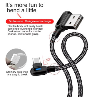 USB-C datový a nabíjecí kabel s LED podsvícením – 1 m, černý