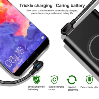 USB-C datový a nabíjecí kabel s LED podsvícením – 1 m, černý