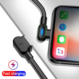 USB-C datový a nabíjecí kabel s LED podsvícením – 1 m, černý