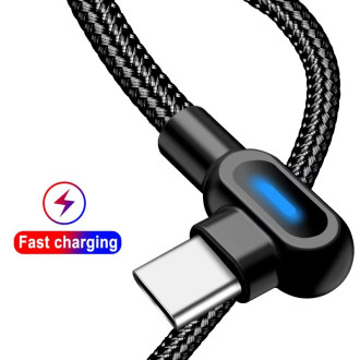 USB-C datový a nabíjecí kabel s LED podsvícením – 1 m, černý