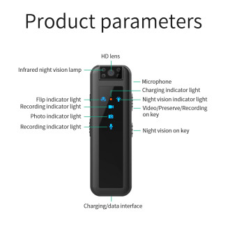 Mini HD 1080P přenosná kamera s nočním viděním, zvukovým záznamem a klipem