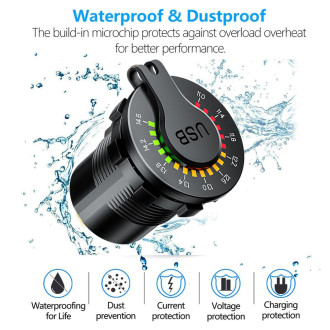 Duální USB nabíječka do auta PD 30W + QC 3.0 s voltmetrem